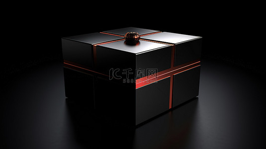送礼首选背景图片_深色背景下以 3D 形式描绘的时尚黑盒