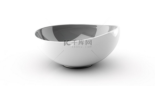 陶瓷煲汤炖锅背景图片_白色背景上的空白碗隔离 3D 插图