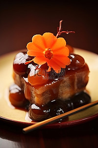 日配背景图片_日式炸糕配橙色和绿色樱桃
