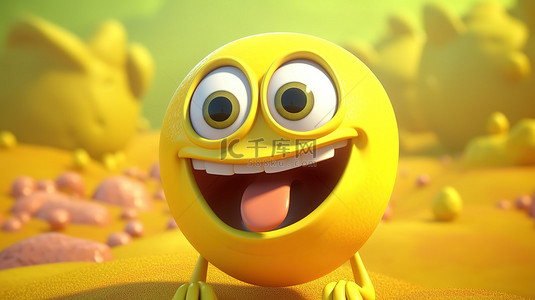 阳光黄色背景图片_活泼的阳光黄色 3D 卡通人物