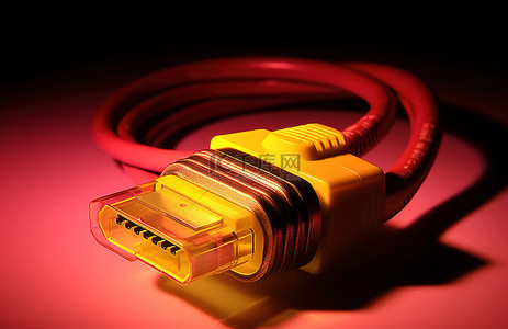 连接器背景图片_连接到黄色电脑的黄色和橙色连接器