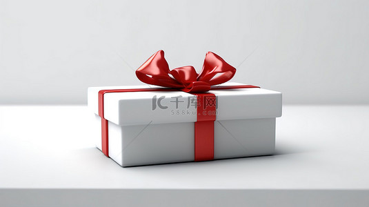 作文背景图片_带有红丝带的节日圣诞礼品盒的 3D 渲染