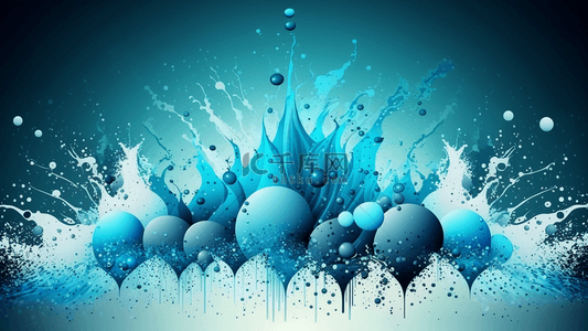 泼水节蓝色水珠纹样抽象图案