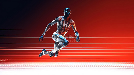 人运动员插画背景图片_3D 运动跑道上的动态冲刺