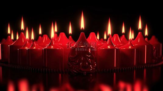 红色蜡烛 3d 渲染