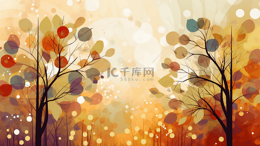 秋季枫叶光效卡通广告背景