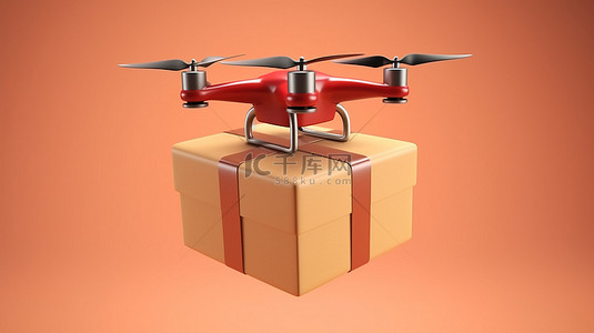 航空物流背景图片_无人机 3D 渲染交付的运输包裹