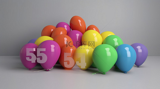 时装商店背景图片_灰色背景儿童商店销售彩虹气球的彩色 3D 插图 45