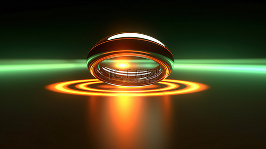 远程绿色和橙色光效果的 3D 渲染
