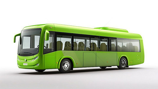 公路运输背景图片_紧凑型绿色城市公交车的 3d 渲染