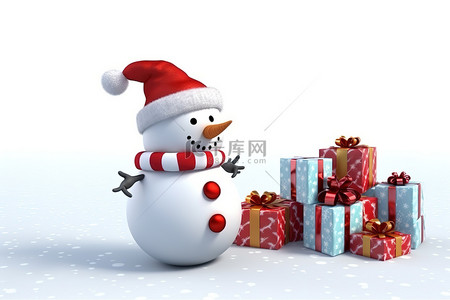 鸭子雪人背景图片_一个装扮成圣诞节的雪人，带着圣诞主题的礼物