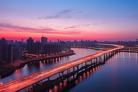 高速河日落首尔市韩国