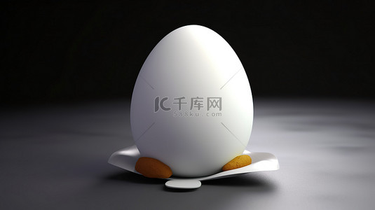 用无边帽渲染的 3D 厨师鸡蛋