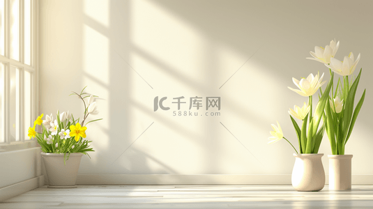 白色简约室内场景清新花瓶盆栽的背景18