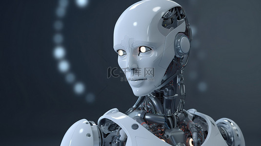 计算机生成的机器人或机器人利用人工智能在 3d 渲染中进行分析和计算