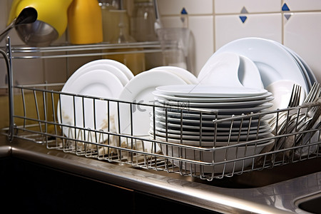厨房碗碟背景图片_厨房里的洗碗池