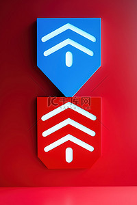 wifi门贴背景图片_红色和蓝色箭头站在蓝色 wifi 标志前