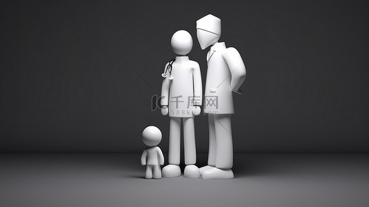 住院卡通背景图片_3d 中冒充医生和病人的白色小人物