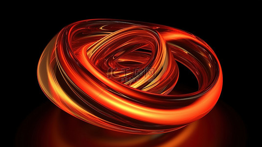 3D 渲染的旋转元素具有令人惊叹的红橙色色调