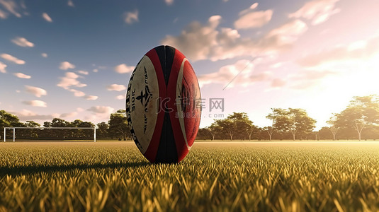 配草背景图片_橄榄球场在 3d 渲染与橄榄球球和柱子