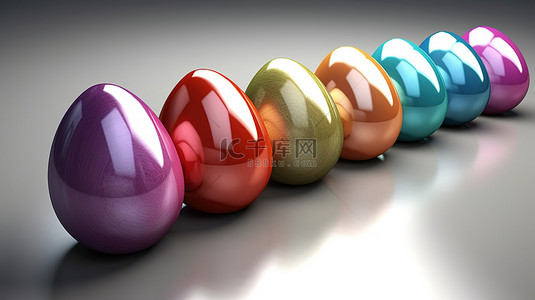 3D 渲染形式的充满活力的复活节彩蛋插图