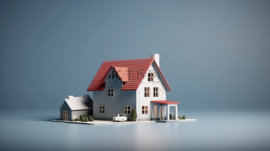 具有景观背景的家庭住宅的 3d 渲染