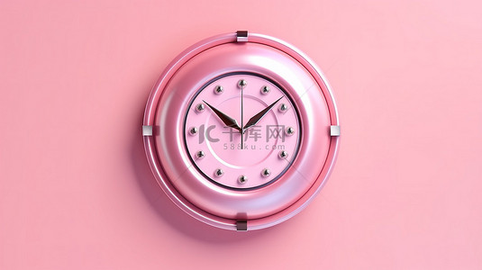 上午时间背景图片_3D 粉色时钟，带背光表盘和银针，显示上午下午时间空插图