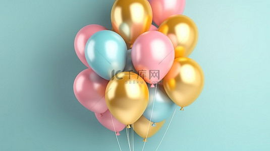 爱壁纸背景图片_柔和色调气球背景的 3d 渲染