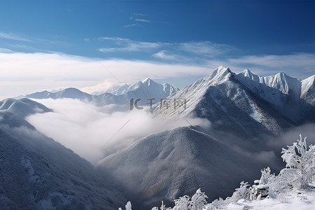 一幅图画背景图片_一幅美丽的图画，雪覆盖了一座山