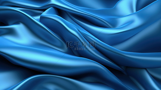 精美蓝色织物背景的 3D 渲染
