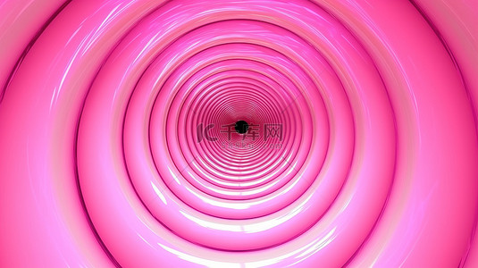 孤立的粉红色背景与 3D 渲染抽象分形门户和螺旋