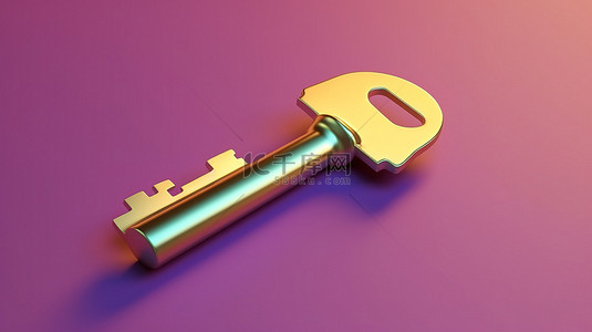 钥匙图标背景图片_时尚的独立钥匙图标 3d 渲染在彩色背景上