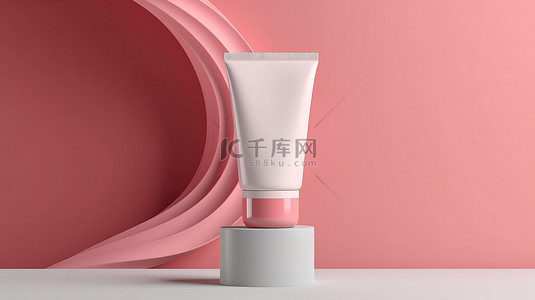 用于凝胶或乳液容器的美容产品包装化妆品霜管模型的底座 3D 渲染
