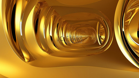 金色圆形建筑现代抽象建筑插画