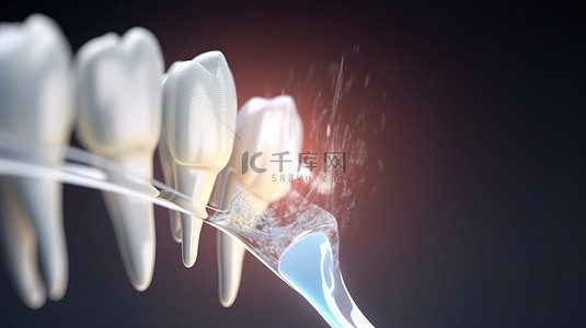 创新的 3D 牙齿卫生渲染清洁保护和美白牙齿