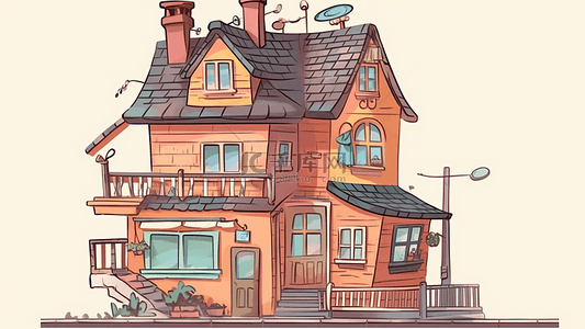 绘画画卡通背景图片_卡通房子可爱儿童绘画独栋房屋背景