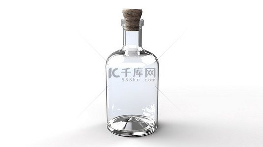 透明玻璃瓶没有标签，适合您在 3D 呈现的空白背景上进行创意设计