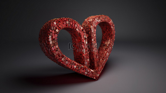 爱情情话背景图片_3d 渲染的情话在情人节形成一颗心
