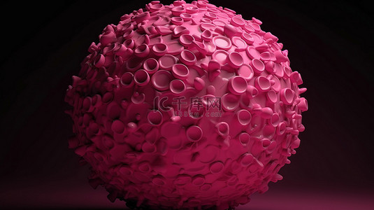 具有无数圆形形状的未来粉红色球体 3d 插图