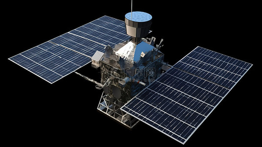 太阳能空间卫星的逼真 3d 渲染
