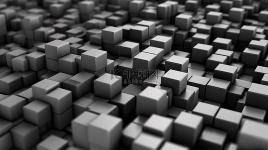 灰色立方体背景背景图片_图案灰色立方体背景的抽象 3D 插图