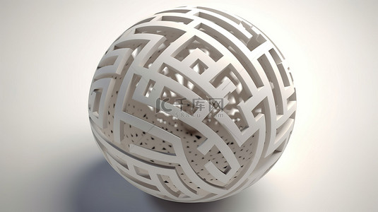 白色背景下圆形迷宫的孤立 3D 插图