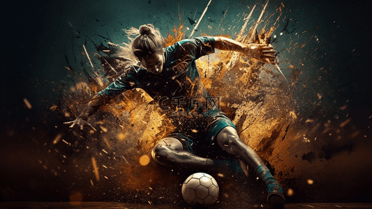 足球对抗背景图片_爆炸碎片足球运动员特效广告背景