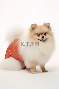 里美背景图片_博美犬在寒冷的天气里站在地上