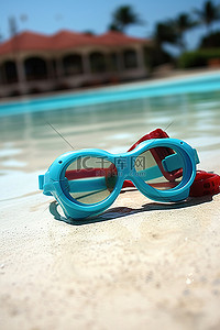 红沙滩游泳镜带眼镜