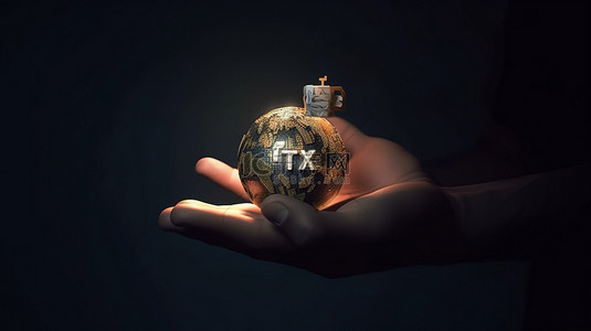 3D 渲染图描绘了手中持有的税收概念