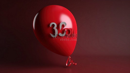 氦红气球销售符号的真实 3D 渲染提供 30