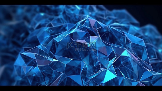 科技蓝色光线背景图片_抽象蓝色丛技术和工程的未来派和动态 3D 插图