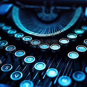 盲文打字机背景图片_点亮的打字机的特写图像