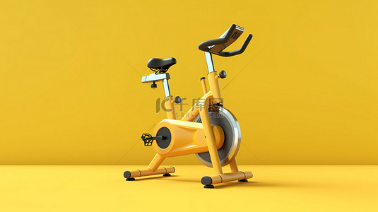 黄色健身运动自行车的 3d 渲染